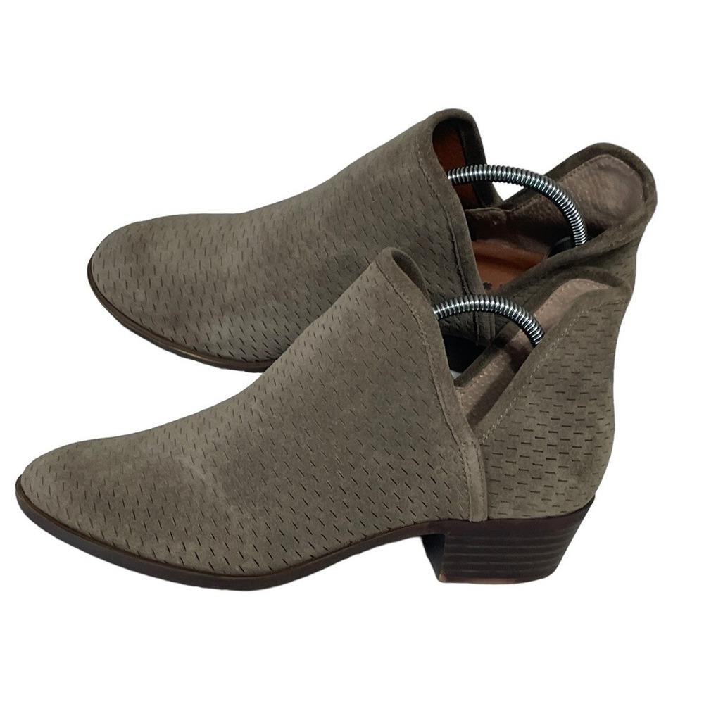 Lucky Brand Baley Women's Size 7.5 M Booties Brindal Leather Suede Laser Cut